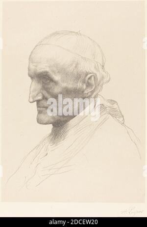 Alphonse Legros, (artista), francese, 1837 - 1911, cardinale Manning, 2° piatto, litografia Foto Stock