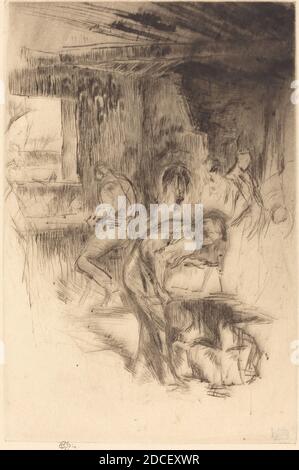 James McNeill Whistler, (artista), americano, 1834 - 1903, The Little Forge, 1875, drypoint Foto Stock