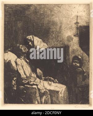 Albert Besnard, (artista), francese, 1849 - 1934, The End, 1883, incisione Foto Stock