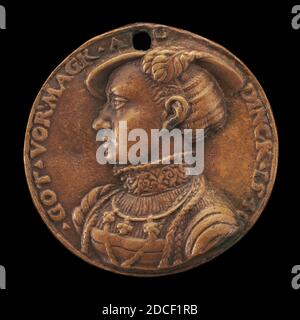 Maestro della Medaglia Pistorius, (artista), tedesco, attivo c. 1535/1544, Emilia di Sassonia, 1516-1591, Margravine di Brandeburgo-Ansbach, 1540, bronzo/dopo colata, diametro totale: 3.42 cm (1 3/8 in.), peso lordo: 13.64 gr (0.03 lb Foto Stock