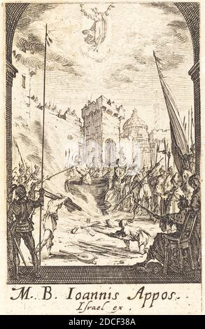 Jacques Callot, (artista), francese, 1592 - 1635, martirio di San Giovanni Evangelista, martiri degli Apostoli, (serie), c.. 1634/1635, acquaforte Foto Stock