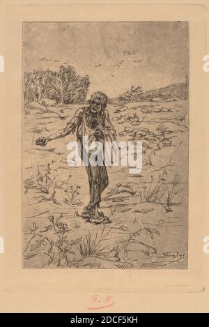 Félicien ROPS, (artista), Belga, 1833 - 1898, la parabola del Sower (le Semeur de Paraboles), 1876, incisione su carta defilata Foto Stock