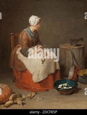 Jean Siméon Chardin, (artista), francese, 1699 - 1779, The Kitchen Maid, 1738, olio su tela, totale: 46.2 x 37.5 cm (18 3/16 x 14 3/4 pollici), incorniciato: 61.9 x 53.7 x 7.3 cm (24 3/8 x 21 1/8 x 2 7/8 pollici Foto Stock