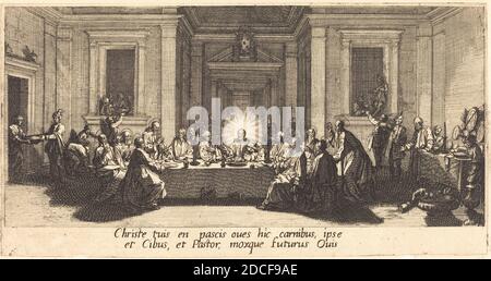 Jacques Callot, (artista), francese, 1592 - 1635, l'ultima cena, la grande Passione, (serie), c.. 1618, incisione e incisione, piastra: 11.3 x 21.6 cm (4 7/16 x 8 1/2 pollici Foto Stock