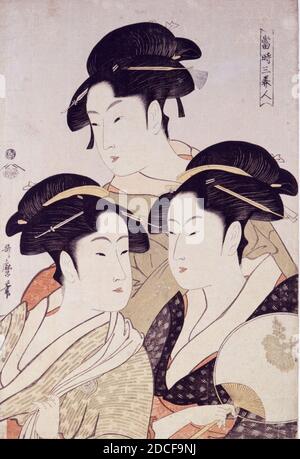 Kitagawa Utamaro - Toji san bijin (tre bellezze del presente giorno) da Bijin-ga (immagini delle donne belle), pubblicato da Tsutaya Juzaburo Foto Stock