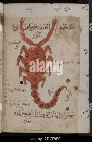 Kitab al-Bulhan --- scorpione zodiaco. Foto Stock