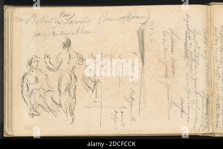 Paul Cézanne, (artista), francese, 1839 - 1906, due bagnanti, Sketchbook, (serie), 1884/1887, inchiostro penna e marrone su carta fine, totale: 15.2 x 23.7 cm (6 x 9 5/16 pollici Foto Stock