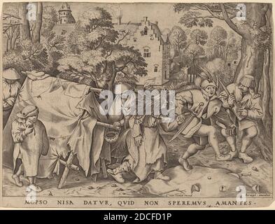 Pieter van der Heyden, (artista), fiammingo, attivo c. 1551/1572, Pieter Bruegel il Vecchio, (artista dopo), Fiammingo, c. 1525/1530 - 1569, Cornelis van Tienen, (editore), olandese, morì probabilmente 1678, il matrimonio di Mopsus e Nisa, 1570, incisione Foto Stock