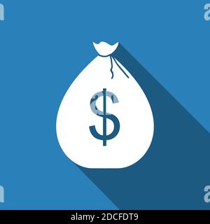Money Bag in stile piatto moderno icona concetto per il Web. Illustrazione Foto Stock