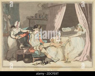 Thomas Rowlandson, (artista), britannico, 1756 - 1827, Four o'Clock in Town, 1788, acquatint e acquatint colorati a mano Foto Stock