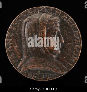 Fiorentino XV secolo, (artista), Francesco Petrarca di Arezzo, 1304-1374, poeta, c.. 1500, bronzo/tardivo, totale (diametro): 5.43 cm (2 1/8 in.), peso lordo: 66.35 gr (0.146 lb.), asse: 12:00 Foto Stock