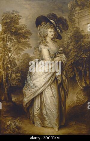 Gainsborough Dupont, (pittore), British, 1754 - 1797, Georgiana, Duchessa di Devonshire, c. 1787/1796, olio su tela, totale: 59.1 x 39.9 cm (23 1/4 x 15 11/16 pollici), incorniciato: 77.2 x 57.2 x 6.4 cm (30 3/8 x 22 1/2 x 2 1/2 pollici Foto Stock