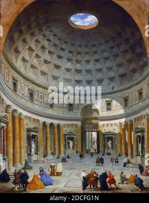 Giovanni Paolo Panini, (artista), Romano, 1691 - 1765, interno del Pantheon, Roma, c.. 1734, olio su tela, totale: 128 x 99 cm (50 3/8 x 39 pollici), incorniciato: 144.1 x 114.3 cm (56 3/4 x 45 pollici Foto Stock