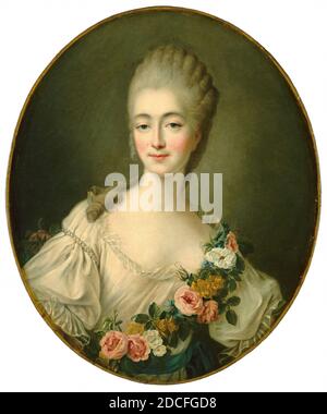 François-Hubert Drouais, (artista), francese, 1727 - 1775, Jeanne Bécu, Comtesse du Barry, c.. 1770/1774, olio su tela, tuta (ovale): 71 x 59 cm (27 15/16 x 23 1/4 pollici Foto Stock