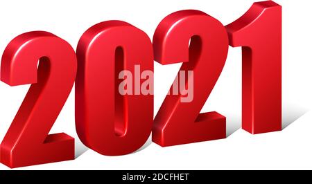 numeri rossi vettoriali 3d realistici del nuovo anno 2021. Illustrazione Vettoriale