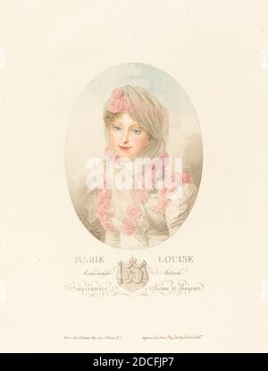 Antoine Maxime Monsaldy, (artista), francese, 1768 - 1816, Jean-Baptiste Isabey, (artista dopo), francese, 1767 - 1855, Marie-Louise, imperatrice del francese, 1814, acquaforte a colori Foto Stock