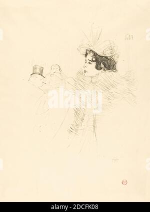 Henri de Toulouse-Lautrec, (artista), francese, 1864 - 1901, Miss May Belfort nel bar irlandese e americano, rue Royale (Miss Belfort Belfort au Irish and American Bar, Rue Royale), 1895, litografia Foto Stock