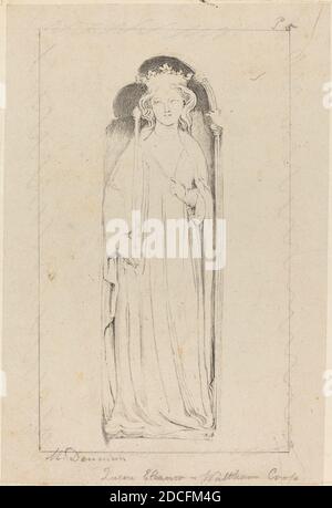 Maria Denman, (artista), inglese, attivo 1812, John Flaxman, (artista dopo), inglese, 1755 - 1826, regina Eleanor, da Waltham Cross, Flaxman's 'Lectures on Sculpture:' pl.5, (serie), pubblicato 1829, litografia Foto Stock