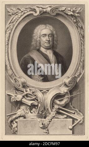 Jacobus Houbraken, (artista), olandese, 1698 - 1780, Arthur Pond, (artista dopo), inglese, c.. 1705 - 1758, Robert Walpole, i conte di Orford, 1746, incisione e incisione Foto Stock