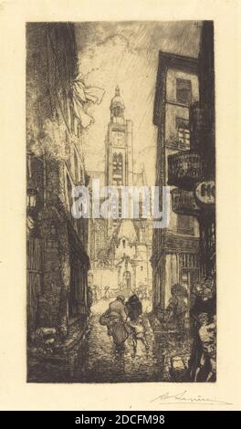 Auguste Lepère, (artista), francese, 1849 - 1918, Rue de la Montagne-Sainte-Genevieve, Parigi, 1906, acquaforte, acquatint, e (drypoint Foto Stock