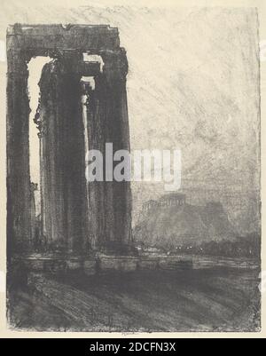 Joseph Pennell, (artista), americano, 1857 - 1926, Tempio di Giove, sera, Terra dei Templi, (serie), 1913, litografia Foto Stock