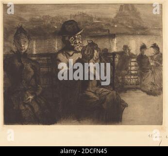 Auguste Lepère, (artista), francese, 1849 - 1918, sur la Seine, la nuit, 1888, incisione e punto secco Foto Stock