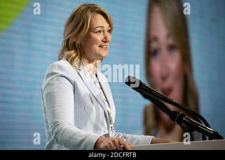 KIEV, UCRAINA - 31 maggio 2019: La sostituto del popolo Maria Ionova durante il congresso del Partito europeo di solidarietà Foto Stock