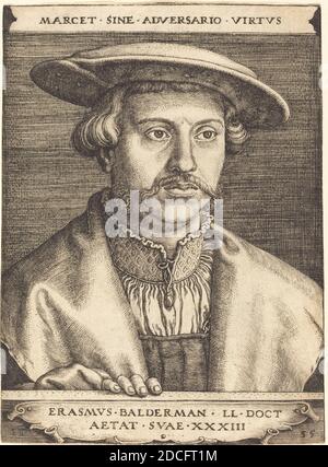 Barthel Beham, (artista), tedesco, 1502 - 1540, Erasmus Balderman, 1535, incisione Foto Stock