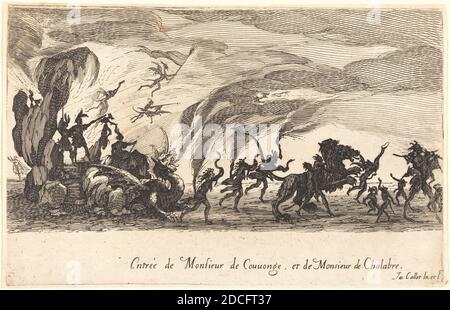 Jacques Callot, (artista), francese, 1592 - 1635, entrata di M. de Couvonge e M. de Chalabre, il combattimento alla barriera, (serie), 1627, incisione Foto Stock