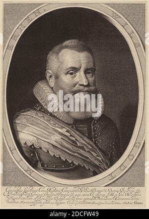 Willem Jacobsz Delff, (artista), olandese, 1580 - 1638, Michiel van Miereveld, (artista dopo), olandese, 1567 - 1641, William Louis, conte di Nassau-Beilstein, 1633, incisione Foto Stock