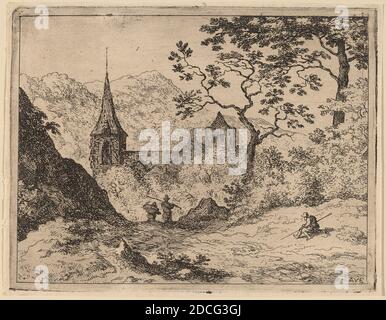 Allart van Everdingen, (artista), olandese, 1621 - 1675, il campanile, probabilmente c.. 1645/1656, acquaforte Foto Stock