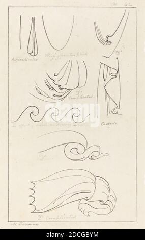 Maria Denman, (artista), inglese, attivo 1812, John Flaxman, (artista dopo), inglese, 1755 - 1826, drappeggi, Flaxman's 'Lectures on Sculpture:' pl.42, (serie), pubblicato 1829, litografia Foto Stock