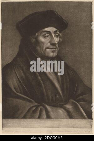 Wallerant Vaillant, (artista), fiammingo, 1623 - 1677, Hans Holbein il giovane, (artista dopo), tedesco, 1497/1498 - 1543, Erasmus, mezzotint Foto Stock