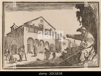 Edouard Eckman, (artista), fiammingo, nato c. 1600, Jacques Callot, (artista dopo), francese, 1592 - 1635, Almshouse, Capricci, (serie), 1621, taglio di legno Foto Stock