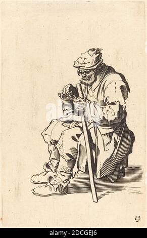 Francese 17 ° secolo, (artista), Jacques Callot, (artista dopo), francese, 1592 - 1635, Beggar mangiare, i Beggar, (serie), incisione Foto Stock