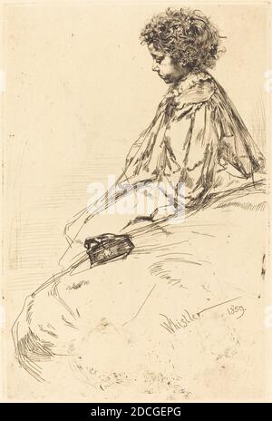 James McNeill Whistler, (artista), americano, 1834 - 1903, Bibi Lalouette, 1859, Etching e drypoint Foto Stock