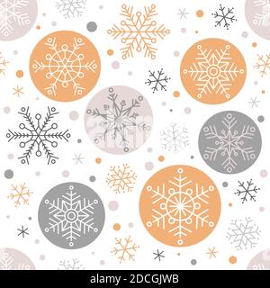 Natale senza cuciture modello di fiocchi di neve, vettore inverno illustrazione in stile piatto Illustrazione Vettoriale