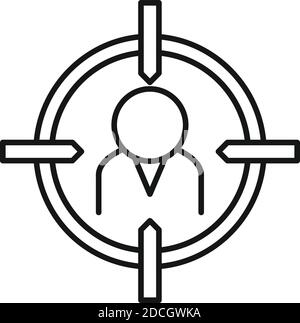 Icona di destinazione del lavoratore di talento, stile di contorno Illustrazione Vettoriale