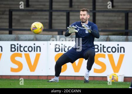 21 novembre 2020; Somerset Park, Ayr, South Ayrshire, Scozia; Scottish Championship Football, Ayr United contro Dundee FC; il portiere di Dundee Adam Legzdins durante il riscaldamento prima della partita Foto Stock