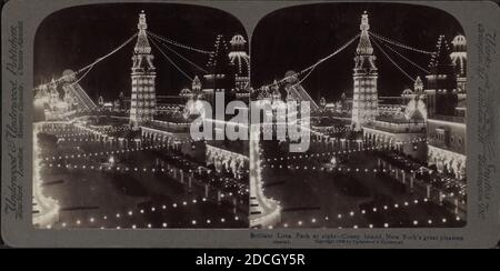 Luna Park di notte, Coney Island, il grande centro di villeggiatura di New York., 1865?-1919, New York (state), New York (N.Y.), Coney Island (New York, N. Y Foto Stock