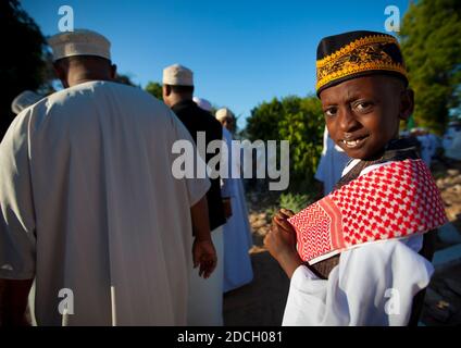 I musulmani celebrano il festival Maulid, Lamu County, Lamu, Kenya Foto Stock