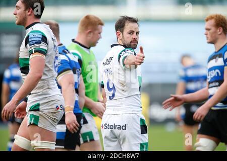 Bath, Regno Unito. 02 novembre 2020. BATH, INGHILTERRA. 22 NOVEMBRE Thumbs up da Michael Young di Newcastle Falcons dopo la vittoria dei suoi lati su Bath nel Gallagher Premiership match tra Bath Rugby e Newcastle Falcons al Recreation Ground, Bath domenica 22 novembre 2020. (Credit: Chris Lishman | MI News) Credit: MI News & Sport /Alamy Live News Foto Stock