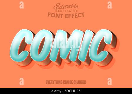 Moderno script fumetto modificabile tipografia effetto font Illustrazione Vettoriale