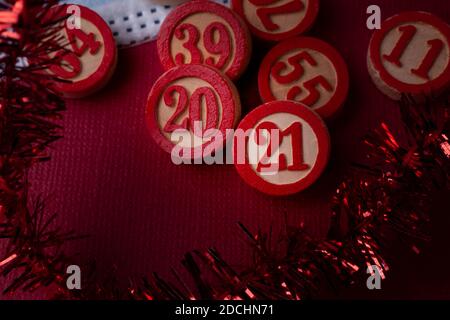 Natale o Capodanno - 2021 numeri bingo Foto Stock