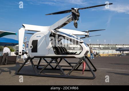 Workhorse SureFly aeromobile eVTOL ibrido a due posti in esposizione al Paris Air Show. Francia - 22 giugno 2017 Foto Stock