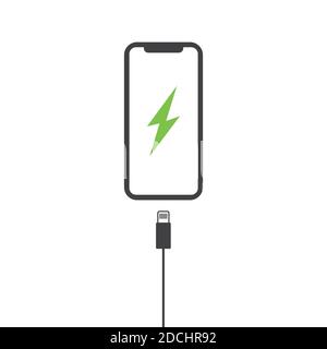Icona di ricarica del telefono. Illustrazione vettoriale isolata su sfondo bianco Illustrazione Vettoriale
