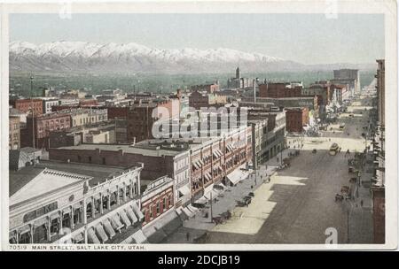 Main Street, Salt Lake City, Utah, immagine fissa, Cartoline, 1898 - 1931 Foto Stock