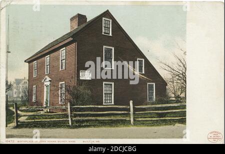 Luogo di nascita di John Adams, Quincy, Mass., immagine fissa, Cartoline, 1898 - 1931 Foto Stock