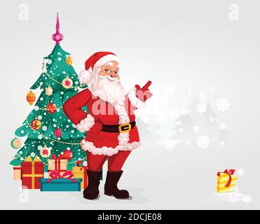 Allegro Babbo Natale, sorridente personaggio cartoon, festa di Natale Illustrazione Vettoriale