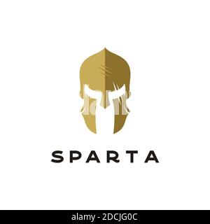 Logo Sparta Spartan, vettore di design del logo del casco Spartan Illustrazione Vettoriale